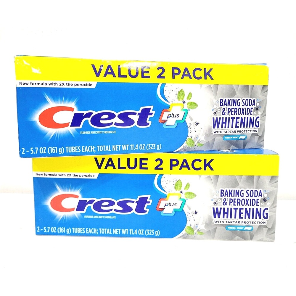 Crest‎ Baking Soda & Peroxide Toothpaste 11.4 oz 2-Pack Mint Whitening